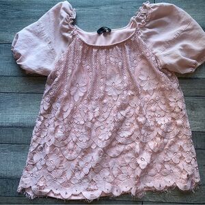 Suzanne Betro Pink Lace Top Lined Sleeveless Shirt Tank Top Blouse Womens Med.